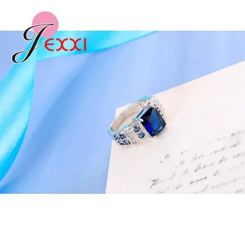 JEXXI Indesata Dreptunghiulară CZ Zirconia Inele Pentru Femei Lady cel Mai bun Cadou Pentru Ziua de naștere a S925 Argint Inel 3 Culori Disponibile