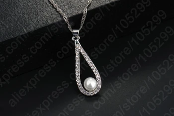 JEXXI Pur 925 Sterline de Argint Strălucitor CZ de Cristal Picătură de Apă Coliere de Perle Pentru Femei Bijuterii Fine Nunta Cercei Set Cadou