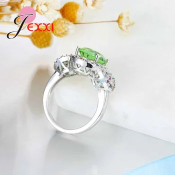 JEXXI Superba Verde Stras Inel Vintage Inele de Nunta Pentru Femei de Moda de Argint 925 Bijuterii Pentru iubita