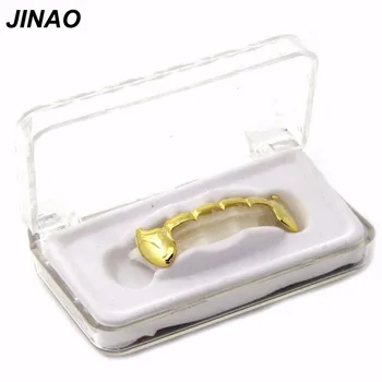 JINAO a se Potrivi Personalizat de Culoare de Aur Placat cu Hip Hop Dinți Fang Grillz Capace de jos de Jos Gratar Set de Dinți de Vampir