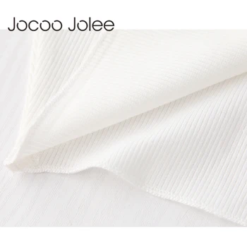 Jocoo Jolee Femei Scurte de Bază Camis Topuri Tricotate High Street Wearings pentru 2018 Vara Noi Sexy Adânc O-Gat Femei Haine de Club