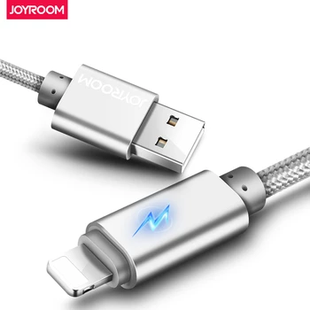 JOYROOM 1m 2m Smart Led Metalic Împletit 8-Pin USB data Sync Cablu de Încărcare Pentru iPhone 6 6S 7 Plus 5 5S iPad mini 2 3 Cablu de încărcare
