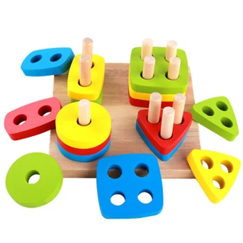 Jucarii pentru copii din Lemn blocuri de forma articulat bord montessori sprijinindu-se de predare de educație clădire pericol meci de jucărie