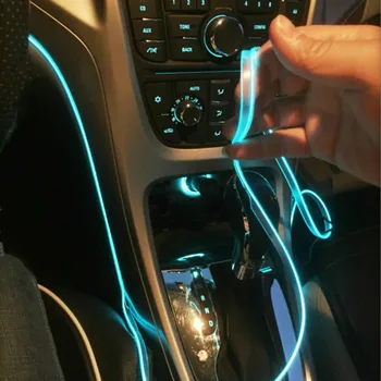 JURUS 2 buc 1m/2m/3meters flexibil lumina de neon glow el salon de sârmă plat benzi cu led-uri pentru lumini auto cu controler ping