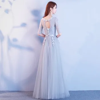 JYX01#Dantelă noi grey timp de domnisoara de onoare rochii pentru primavara-vara 2018 Surori grup petrecere de nunta rochie de bal ieftine en-gros
