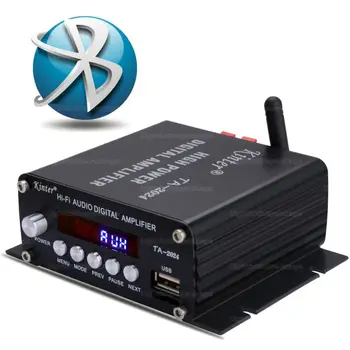 Kinter TA-2024 Amplificator Audio Speaker Auto Bluetooth de Clasa-D Amplificator Digital 20W Player+Telecomanda +3A Alimentare