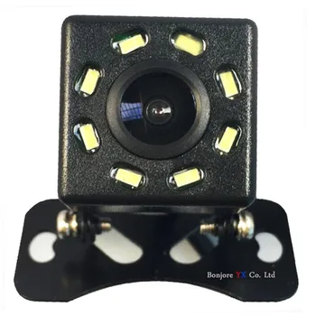 Koorinwoo Universal HD CCD Masina din Spate Vedere aparat de Fotografiat / Camera Frontală Formă de Viziune de Noapte 8 Lumini LED-uri de Backup de Asistență de Parcare pentru masina