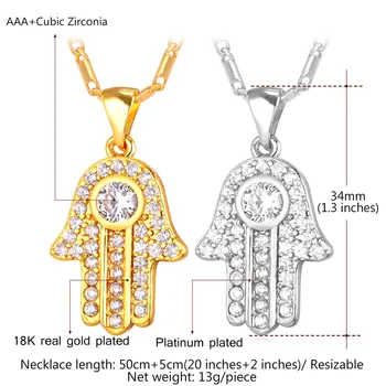 Kpop Inima Hamsa Mână De Femei Pandantive Coliere Vintage Retro Cubic Zirconia De Aur/Argint De Culoare Îndrăgostiților Cadou P1665