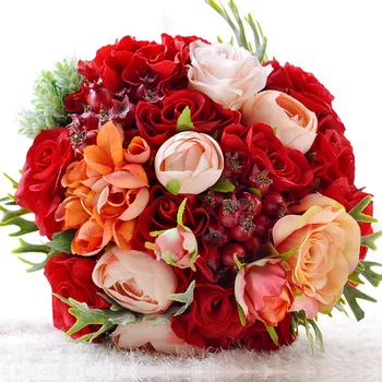 Kyunovia Flori de Nunta Buchet de Mireasa buchet de Trandafiri Rosii nunta, accesorii de Mireasa, Buchet de Mireasa cu Flori în mână FE18