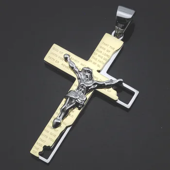 La go Isus Clasic Vintage Cadou Barbati din Oțel Inoxidabil 316L Crucea Pandantiv Colier cu Lanț de Bijuterii en-Gros