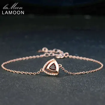 LAMOON Triunghi 5mm 0.5 ct Natural, Granat Roșu 925 de Bijuterii de Argint S925 Farmecul Brățară LMHI040