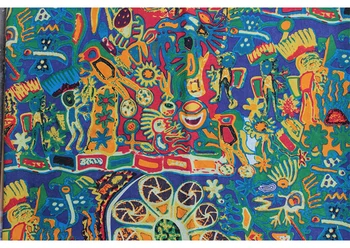 Lat 150cm Noi Etnice Abstract Țesături Imprimate, Ramie Țesătură din bumbac Matlasare Acasă fata de Masa mozaic de Cusut Material DIY Rochie