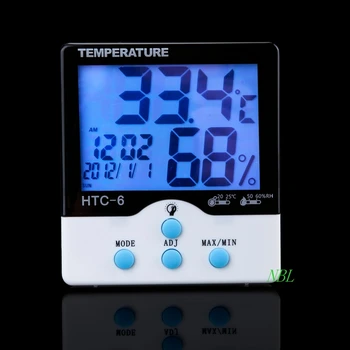 LCD Digital de Interior Termometru Higrometru Iluminare din spate Albastru de Temperatură și Umiditate Metru C/F Ceas cu Alarmă, Calendar Funcția de Luminos
