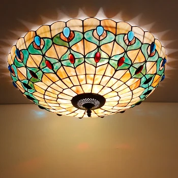 LED 16/20/24 inch Mediteraneene Naturale Shell Rundă de Plafon Lumina, Tiffany Scoici Lampă de Plafon Decor Acasă Corpuri de Iluminat