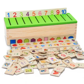 Lemn De Clasificare Cutia Cu Jucării Montessori Copiii De Model De Potrivire Clasifica Jucărie De Învățământ Geometrie Fructe De Animale De Învățare Meci De Jucărie