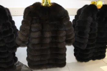Linhaoshengyue 90CM mai secțiunea de natural real haină de blană de vulpe,haină de blană naturală ,adevărată haină de blană,