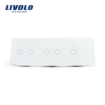 Livolo Standard UE, Comutator Wireless, Lux Perete Triplu Atingere și un Întrerupător la Distanță, VL-C706R-11,Cu Cristal Alb Panou de Sticlă