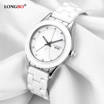 LONGBO Brand de Top Bărbați Femei de Lux Cuplu Iubitorii de Ceasuri de mână de Moda de la Geneva Ceas Ceramic White Gold Curea Ceas Reloj Mujer