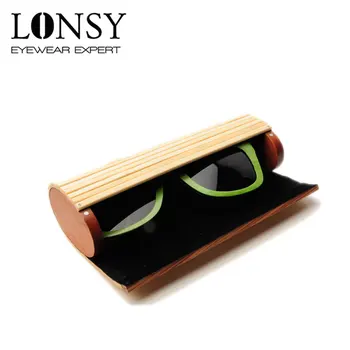 LONSY Moda 100/% Manual Rundă de Bambus ochelari de Soare Caz de Bambus Ochelari Caz de Bambus Pahare Cutie din Lemn de Caz Pentru Ochelari LS003