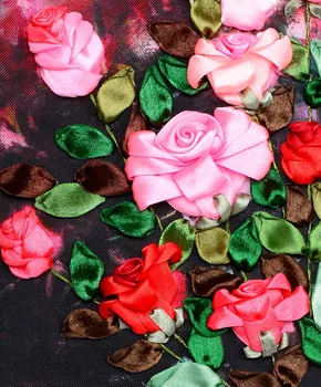 Lucru manual,DIY Panglică cusatura Cruce Seturi pentru Broderie kit,Rose Iubitor de Flori panglică Eco-Cusatura manopera nunta decor de perete