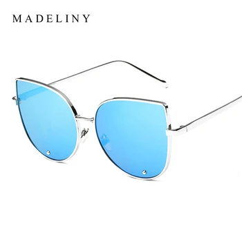 MADELINY Noua Moda Ochi de Pisică ochelari de Soare pentru Femei Brand Designer de Reflexie în Oglindă Ochelari de Soare Femei MA283