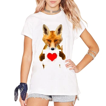 Mai nou Design creativ Fox Fur Inima mea și deține o inimă T-shirt pentru femei maneci scurte amuzante topuri Personalizate Doamnelor tricou