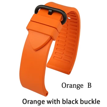 MAIKES Nou de bună calitate, accesorii ceas cauciuc watchband 22mm 24mm fluororubber negru sport bratari barbati curea de ceas