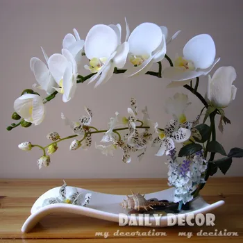Mare simulare manual ikebana artificiale flori de orhidee, aranjamente real atinge latex orhidee floricultură cultură oală se potriveste