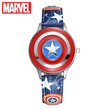 Marvel Avengers Captain America Baieti Adolescenti PU Trupa Cuarț Impermeabil Ceas Flip Copii Ca Firma Scut de Erou Ceasuri Disney Sus