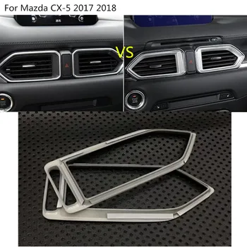 Masina ABS chrome / fibră de carbon Comutator de ventilație de evacuare Mijloc aer condiționat panoul de Control trim cadru 2 buc Pentru Mazda CX-5 2017 2018