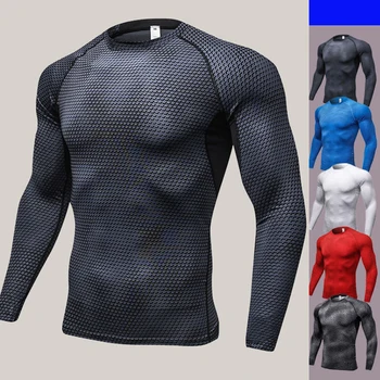 Mens de Compresie Topuri 3D Imprimate, Tricouri cu Maneca Lunga Tricou Fitness Barbati Lycra MMA Rashguard Crossfit Piele Colanti Brand de Îmbrăcăminte