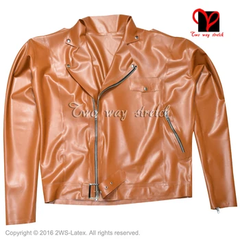 Metalice bronz Sexy strat de Cauciuc Jumătate Mâneci închidere cu fermoar din Față uniformă de îmbrăcăminte de Sus haine de Latex Motociclist Peplum tunica Jacheta SY-047