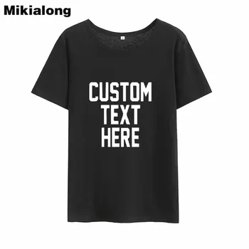Mikialong Text Personalizat Aici Harajuku Tricou Femei 2018 Vara Largi, Din Bumbac Tricou Femme Alb Negru Tumblr Tricou Femei Topuri