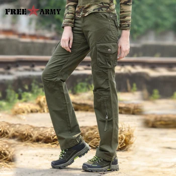 Militar Jogging Pantaloni Pentru Femei Talie Înaltă, Buzunare Armata Verde Pantaloni Casual Pantaloni De Bumbac Drept Uzura De Muncă Cutat Fermoar Fly