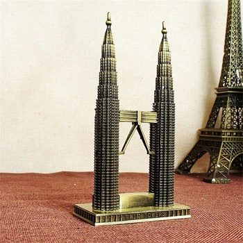 Mini World Architecture Malaezia Petronas Twin Towers Din Metal Model Cadouri Pentru Copii Colectie De Arta Meșteșugurilor Decor Acasă Suvenir