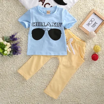 Moda 2 buc Nou-născut jocuri pentru Copii Baieti Fete Trusouri T-shirt, Blaturi+Pantaloni Set Haine Baieti haine de Vară