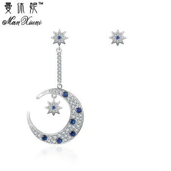 Moda Aliaj De Bijuterii De Argint De Culoare Cercei Hipoalergenic Cu Zircon Blue Moon Star Cercei Pentru Femei Cercel Plivitul Cadou