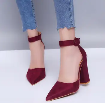 Moda Catarama Curea Sandale Cu Toc Femei Subliniat Toe Concis Rochie Sandale Clasice Pătrat Tocuri Femei Pompe De Pantofi De Nunta