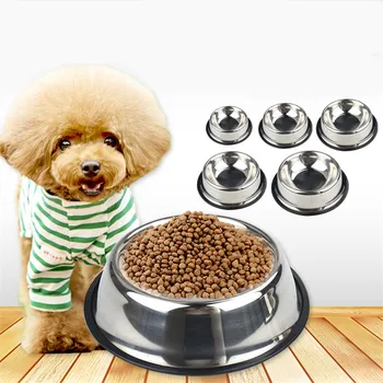 Moda Câine Alimentatoare Castron din Oțel Inoxidabil Simplu O Gură de Câine Castron Mare Grad Antiderapante Castron pentru Caine Mic Animal de casă Supplies(argint)