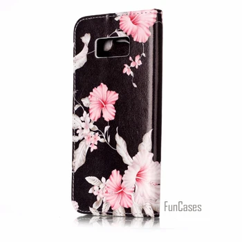 Moda Flori de Marmură din Piele de Caz Pentru Samsung S8 Plus S7 S6 S5 A5 A3 J7 J5 Portofel cu Suport Card Capacul din Spate