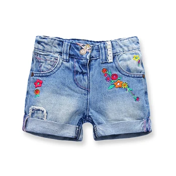 Moda pentru Copii Fete pantaloni Scurti din Denim de Vară pentru Copii Blugi pantaloni Scurți New Sosire Copii Broderie Flori Pantaloni scurti pentru fetite 2-7 Ani