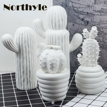 Modern alb ceramic cactus decor de crăciun cadou figurine de porțelan de arta ambarcațiunile pentru acasă ornament accesorii feng shui decor