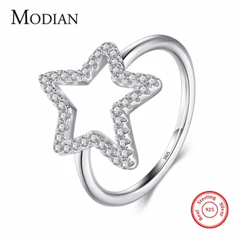 Modian Nou Real Argint 925 Stele Zircon Ring Moda Cristal CZ Nunta Clasic Deget de Bijuterii Pentru Femei, Cadou pentru Petrecere
