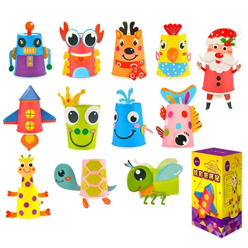 MYHOESWD Coafura DIY Farfurie de Hârtie de Artă de Meșteșug Puzzle Autocolante de Desene animate de Animale Puzzle-uri Creative Gradinita de Copii Jucarii Educative