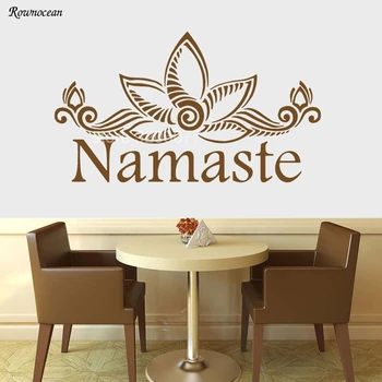 Namaste Perete Decal Vinil Autocolant Model De Lotus Floare Yoga Mandala Home Decor Pentru Camera De Zi Dormitor Personalizat De Culoare Murală Z149