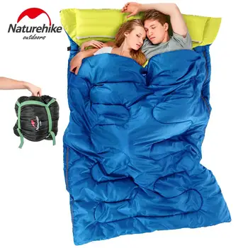 Naturehike Dublu sac de dormit de 3 Sezon adult în aer liber Camping Echipament de Călătorie perne Ultralight Plic cupluri Sac de Dormit