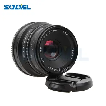 Negru 25mm F/1.8 HD MC Manual Focus Obiectiv cu Unghi Larg+Hood pentru Fujifilm aparat Foto FX X-T10 X-T2 X-PRO2 X-PRO1 X-E2, X-E1 X-M1, X-A3