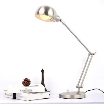 Negru/Argintiu Modernă cu Led-uri Lampa de Masa cu Brat Reglabil protectie pentru Ochi lampă de Birou E27 Edion Bec pentru Citirea de Noapte lumina lămpii 220V