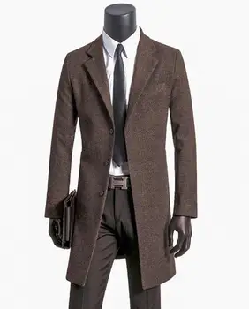 Negru gri maro casual haină de lână costume pentru bărbați mâneci lungi palton barbati cașmir haina casaco masculino inverno erkek anglia
