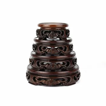 Negru lemn de trandafir, abanos bază circulară lemn busteni baza de piatra de jad ornamente bonsai ceainic de bază